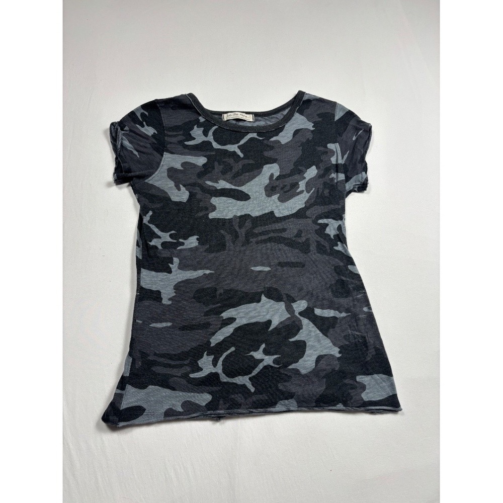 Free People We The Free Clare Camo Tee Womens Small Gray Black T Shirt OB781916